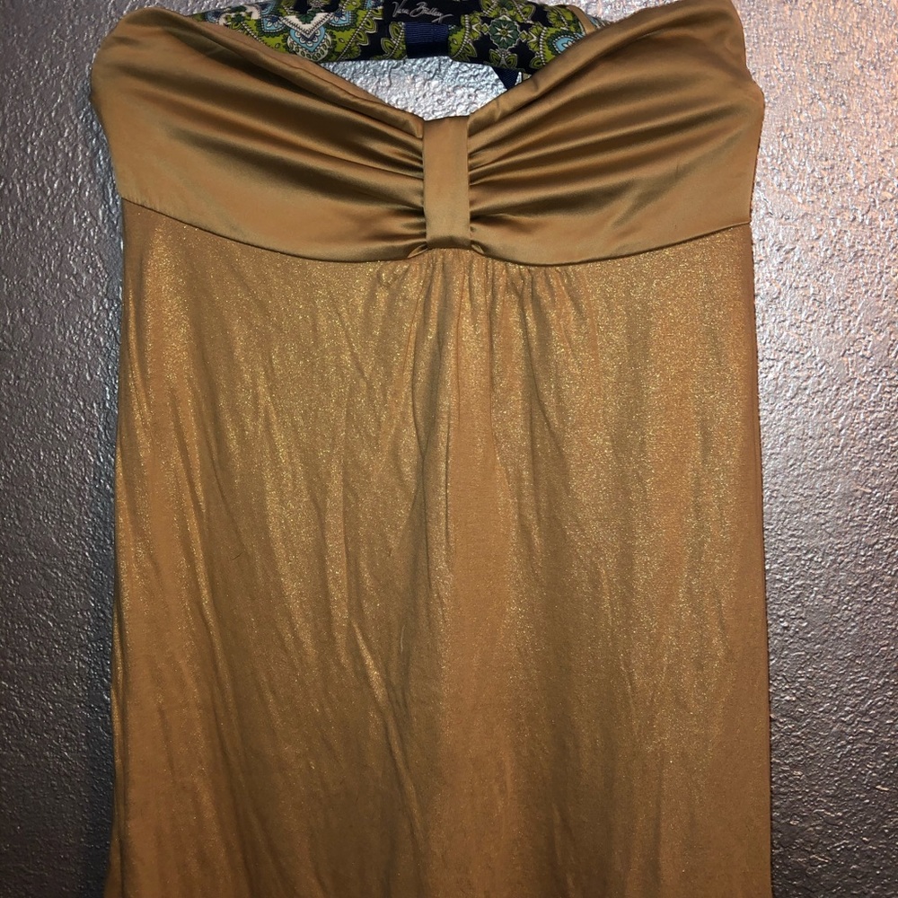 Express Gold Strapless Dress